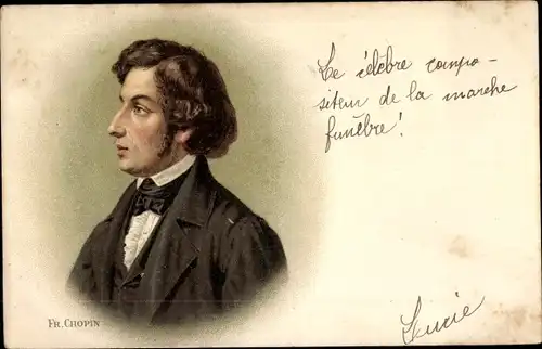 Litho Polnischer Komponist Frédéric Chopin, Portrait