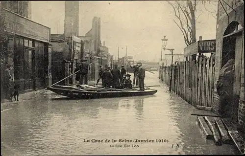 Ak Paris, Die Seine-Flut 1910, Rue Van Loo