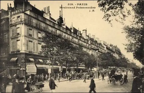 Ak Paris IX, Boulevard Poissonnière, Kutsche