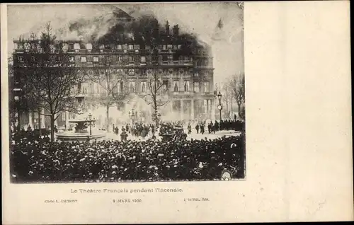 Ak Paris I, Théâtre-Français während des Brandes