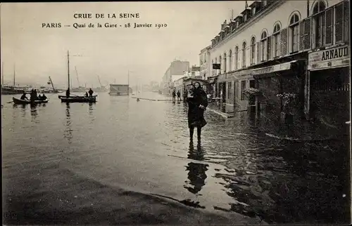 Ak Paris XIII, Quai de la Gare, Überschwemmung der Seine, November 1910