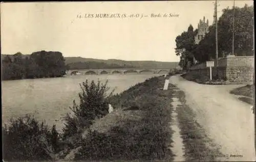 Ak Les Mureaux Yvelines, Ufer der Seine, Brücke