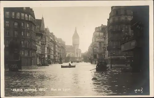 Ak Paris XII Reuilly, Rue de Lyon, Die Seine-Überschwemmung von 1910