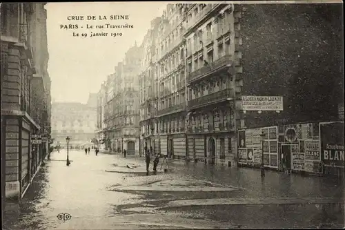 Ak Paris XII Reuilly, Rue Traversière, Die Seine-Überschwemmung von 1910