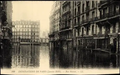 Ak Paris XII Reuilly, Rue Parrot, Die Seine-Überschwemmung von 1910