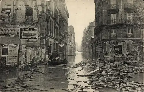 Ak Paris VII, Rue de Lille, Die große Seineflut, Januar 1910