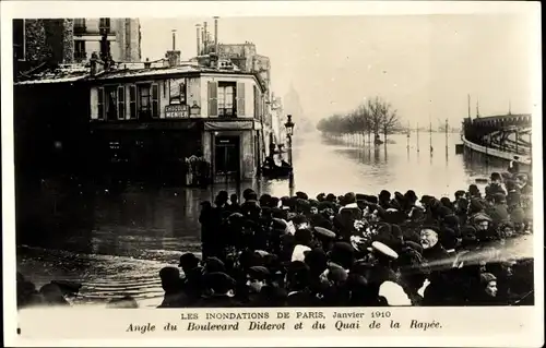 Ak Paris XII Reuilly, Boulevard Diderot, Quai de la Rapée, Die Seine-Überschwemmung von 1910