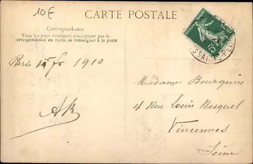 Postkarte Paris XV Vaugirard, Place Grenelle, Die Große Seine-Flut vom 28. Januar 1910