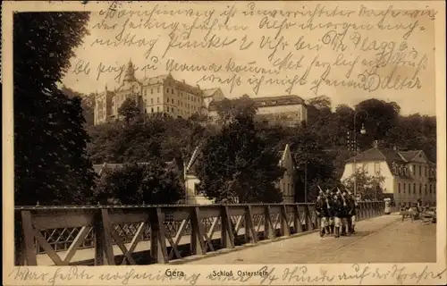 Ak Gera in Thüringen, Schloss Osterstein, Brücke