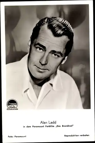 Ak Schauspieler Alan Ladd, Paramount Film, Das Brandmal, Portrait