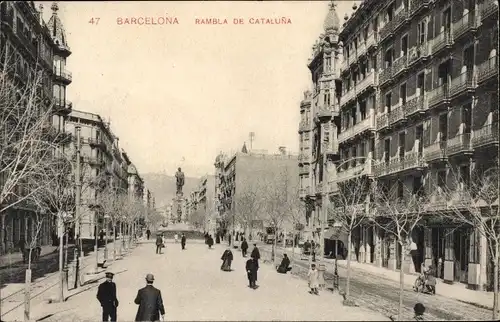 Ak Barcelona Katalonien Spanien, Rambla de Cataluna