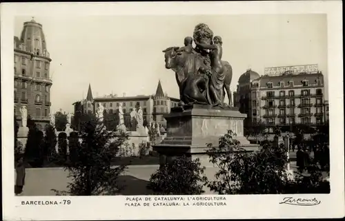 Ak Barcelona Katalonien Spanien, Plaza de Catalunya, L'Agricultura