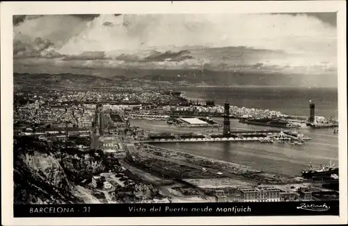 Ak Barcelona Katalonien Spanien, Vista del Puerto desde Montjuich