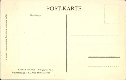 Ak Rothenburg ob der Tauber Mittelfranken, Altes Rathausportal