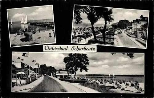 Ak Ostseebad Scharbeutz in Holstein, Promenade, Brücke, Segelboote