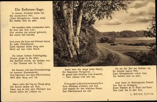 Ak Malente in Ostholstein, Kellersee, Die Kellersee-Sage, Gedicht L. Weiss