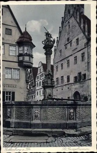 Ak Rothenburg ob der Tauber Mittelfranken, St. Georgsbrunnen