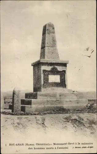 Ak Bou Anan Marokko, Monument eleve a la memoire des hommes morts a l'ennemi