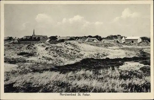 Ak Nordseebad Sankt Peter Ording, Dünen, Blick zum Ort