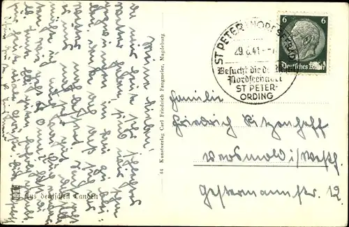 Ak Nordseebad Sankt Peter Ording, Gedicht, Scheidender Tag, Seebrücke