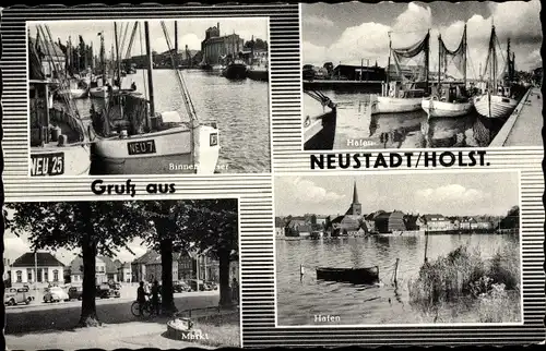 Ak Neustadt in Holstein, Markt, Hafen, Boote