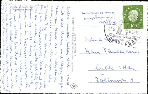 Ak Insel Sylt in Nordfriesland, Dünen, Strand