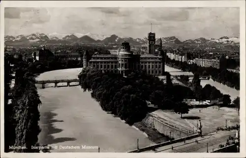 Ak München, Isar, Deutsches Museum, Brücke