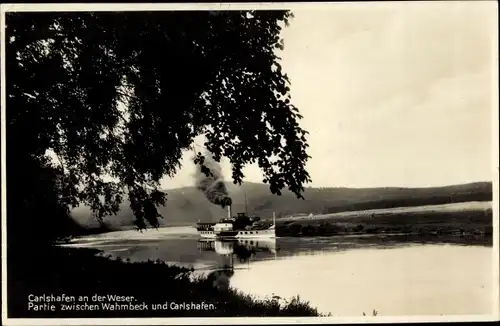 Ak Bad Karlshafen an der Weser, Dampfer zwischen Wahmbeck und Carlshafen