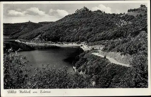 Ak Waldeck am Edersee Hessen, Schloss Waldeck mit Edersee