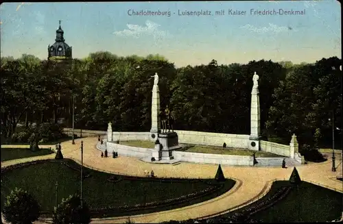 Ak Berlin Charlottenburg, Luisenplatz mit Kaiser Friedrich Denkmal