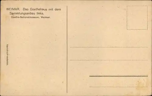 Ak Weimar in Thüringen, Goethe Nationalmuseum, Goethehaus mit dem Sammlungsanbau links