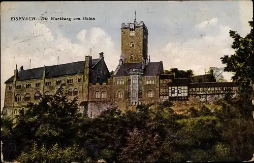 Ak Lutherstadt Eisenach in Thüringen, Wartburg von Osten