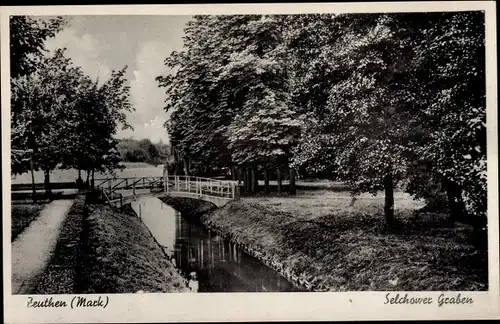Ak Zeuthen in der Mark, Selchower Graben, Brücke
