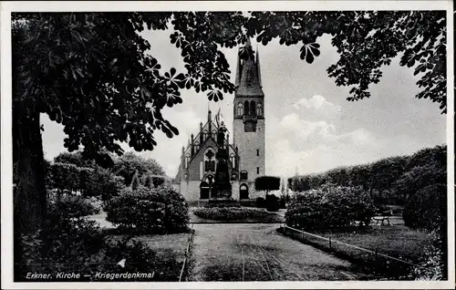 Ak Erkner in Brandenburg, Kirche, Kriegerdenkmal