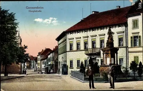 Ak Germersheim am Rhein, Hauptstraße, Denkmal