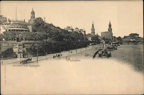 Ak Dresden Altstadt, Belvedere, Landeplatz, Schiffe
