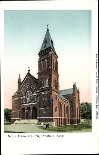 Ak Pittsfield Massachusetts USA, Notre-Dame-Kirche