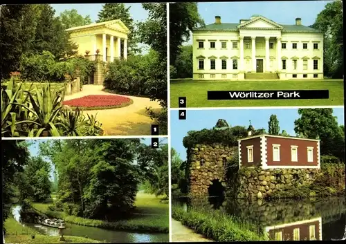 Ak Oranienbaum Wörlitz in Anhalt, Wörlitzer Park, Floratempel, Goldene Urne, Schlossmuseum, Stein
