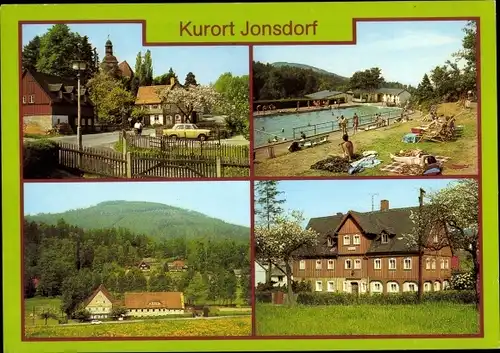 Ak Jonsdorf in der Oberlausitz Sachsen, Gebirgsbad, Jugendherberge Hilde Coppi, Pension Immergrün