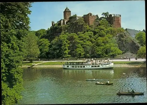 Ak Halle an der Saale, Burg Giebichenstein, Schiff, Boote