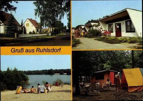 Ak Ruhlsdorf Marienwerder Brandenburg, Campingplatz E/48, Strand am Kiessee, Bungalows