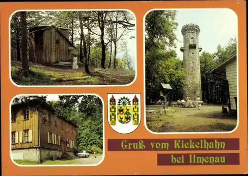 Ak Ilmenau in Thüringen, Goethehäuschen auf dem Kickelhahn, Kickelhahnturm, Jagdhaus Gabelbach