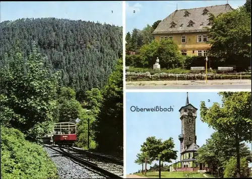 Ak Oberweißbach im Weißbachtal Thüringen, Bergbahn, Fröbelhaus, Fröbelturm