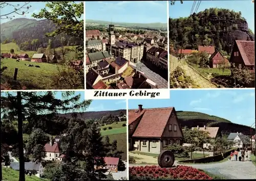 Ak Zittau in Sachsen, Zittauer Gebirge, Waltersdorf mit Lausche, Berg Oybin, Jonsdorf, Buchberg