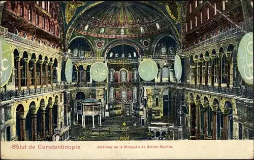 Ak Konstantinopel Istanbul Türkiye, Innenraum der Hagia Sophia Moschee
