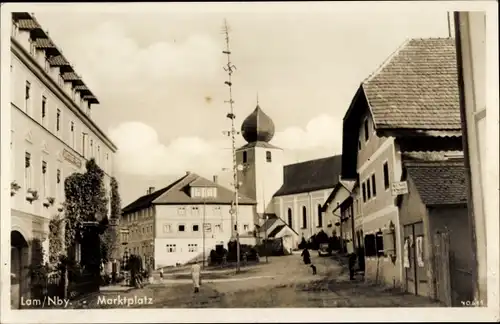 Ak Lam im Bayerischen Wald Oberpfalz, Marktplatz