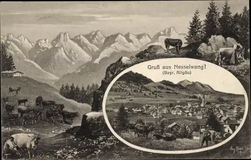 Ak Nesselwang im Allgäu, Panorama