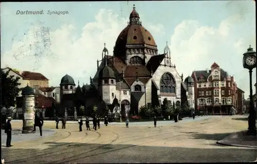 Judaika Ak Dortmund, Synagoge, Litfaßsäule, Verkehr