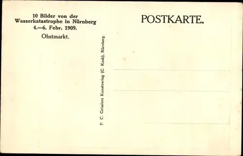 Ak Nürnberg in Mittelfranken, Wasserkatastrophe 4.-6. Februar 1909, Obstmarkt