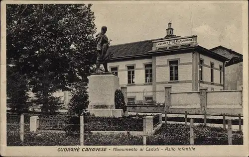 Ak Rocca Canavese Piemonte, Monumento ai Caduti, Asilo Infantile
